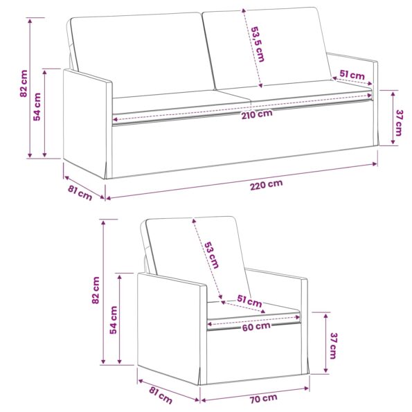 vidaXL Sada pohoviek 2 pcs Sivohnedá Látka – Obrázok 8