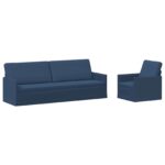 vidaXL Sada pohoviek 2 pcs Modrá Látka – Obrázok 2