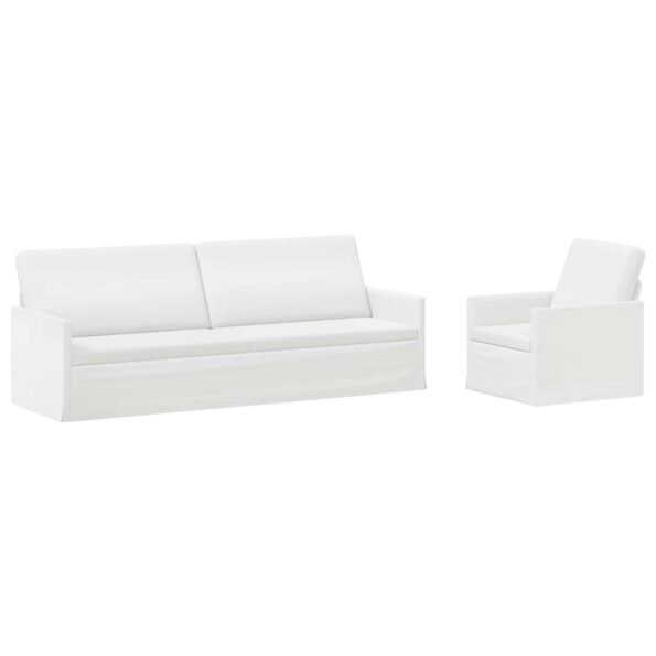 vidaXL Sada pohoviek 2 pcs Biela Látka – Obrázok 2