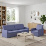 vidaXL Sada pohoviek 2 pcs Modrá džínovina Látka