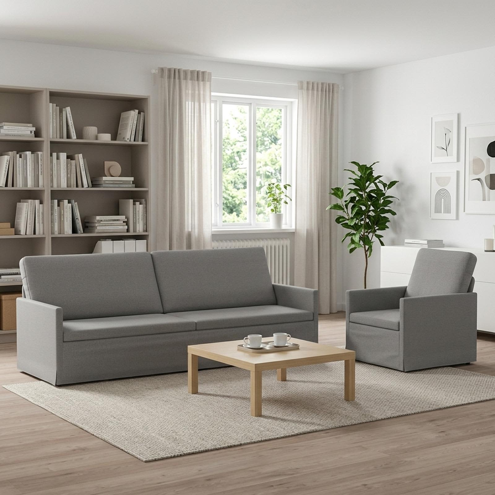 3433189_1.jpg vidaXL Sada pohoviek 2 pcs Oblá šedá Látka – Obrázok 1