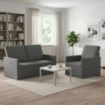 vidaXL Sada pohoviek 2 pcs Tmavosivá Zamat
