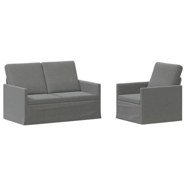 vidaXL Sada pohoviek 2 pcs Tmavosivá Zamat – Obrázok 2