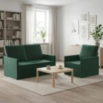 vidaXL Sada pohoviek 2 pcs Tmavozelená Zamat