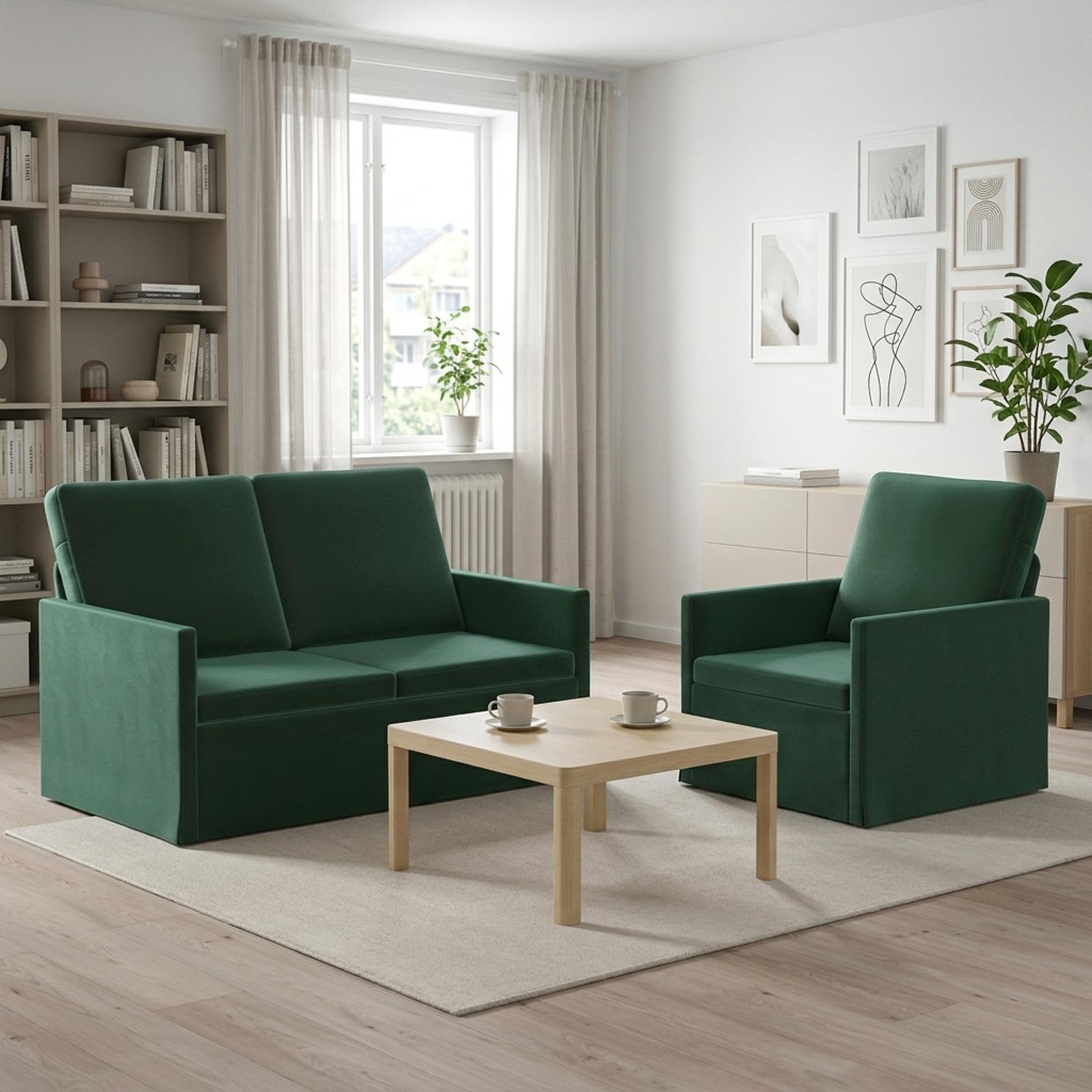 3433192_1.jpg vidaXL Sada pohoviek 2 pcs Tmavozelená Zamat – Obrázok 1