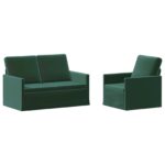 vidaXL Sada pohoviek 2 pcs Tmavozelená Zamat – Obrázok 2