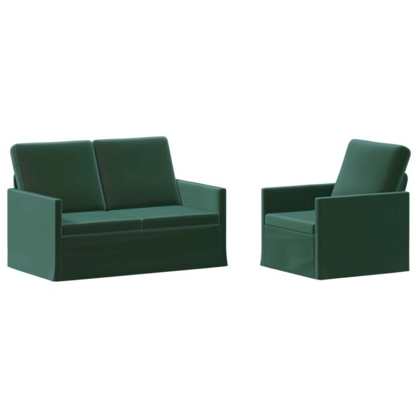 vidaXL Sada pohoviek 2 pcs Tmavozelená Zamat – Obrázok 2
