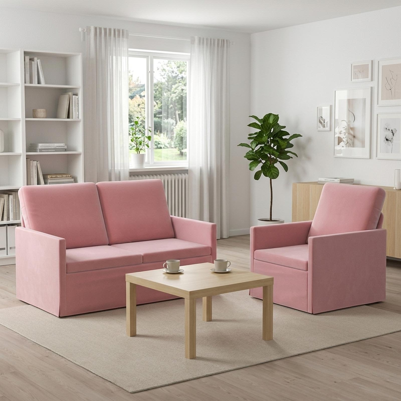 3433194_1.jpg vidaXL Sada pohoviek 2 pcs Ružová Zamat – Obrázok 1