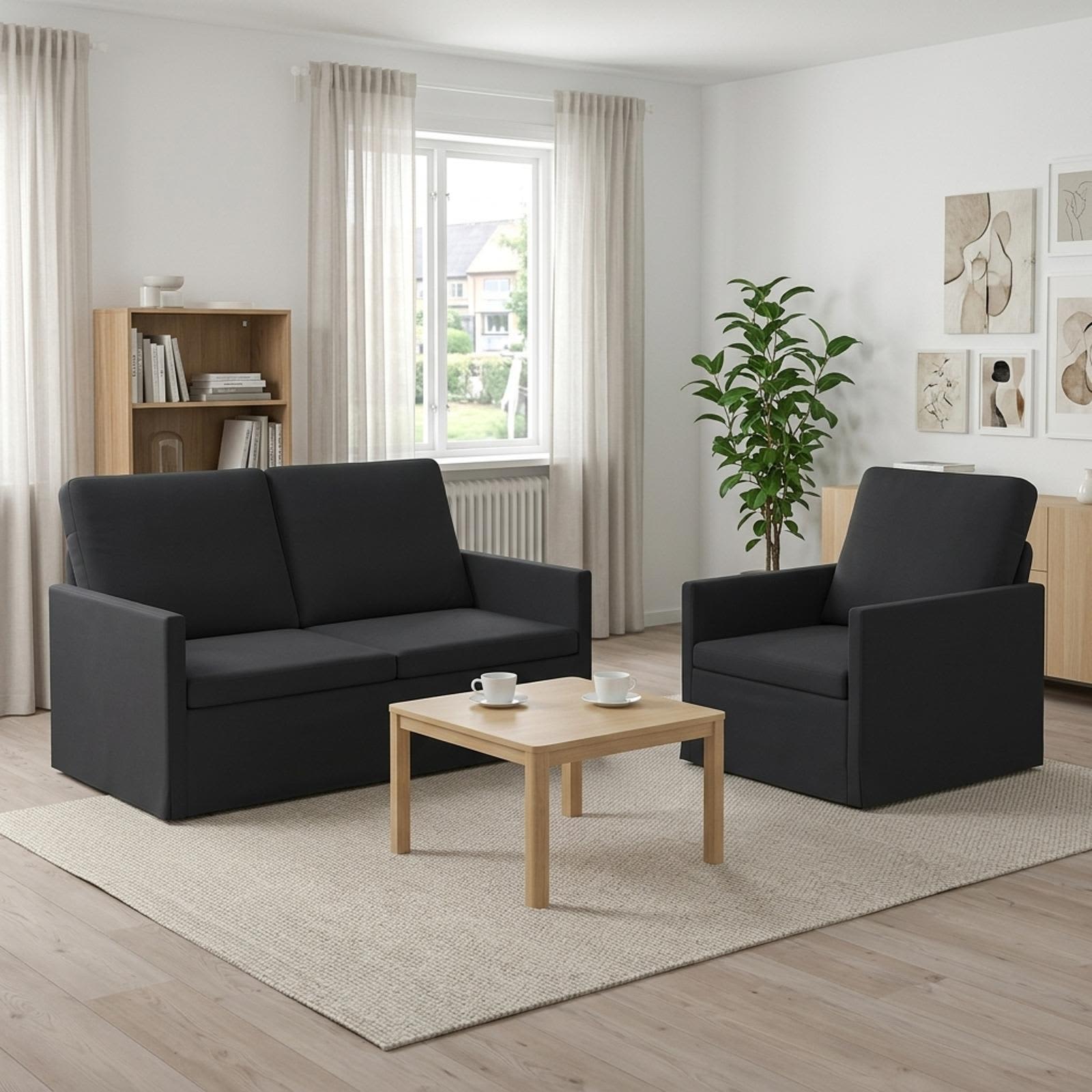 3433196_1.jpg vidaXL Sada pohoviek 2 pcs Čierna Zamat – Obrázok 1