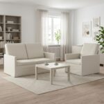 vidaXL Sada pohoviek 2 pcs Krémová Zamat