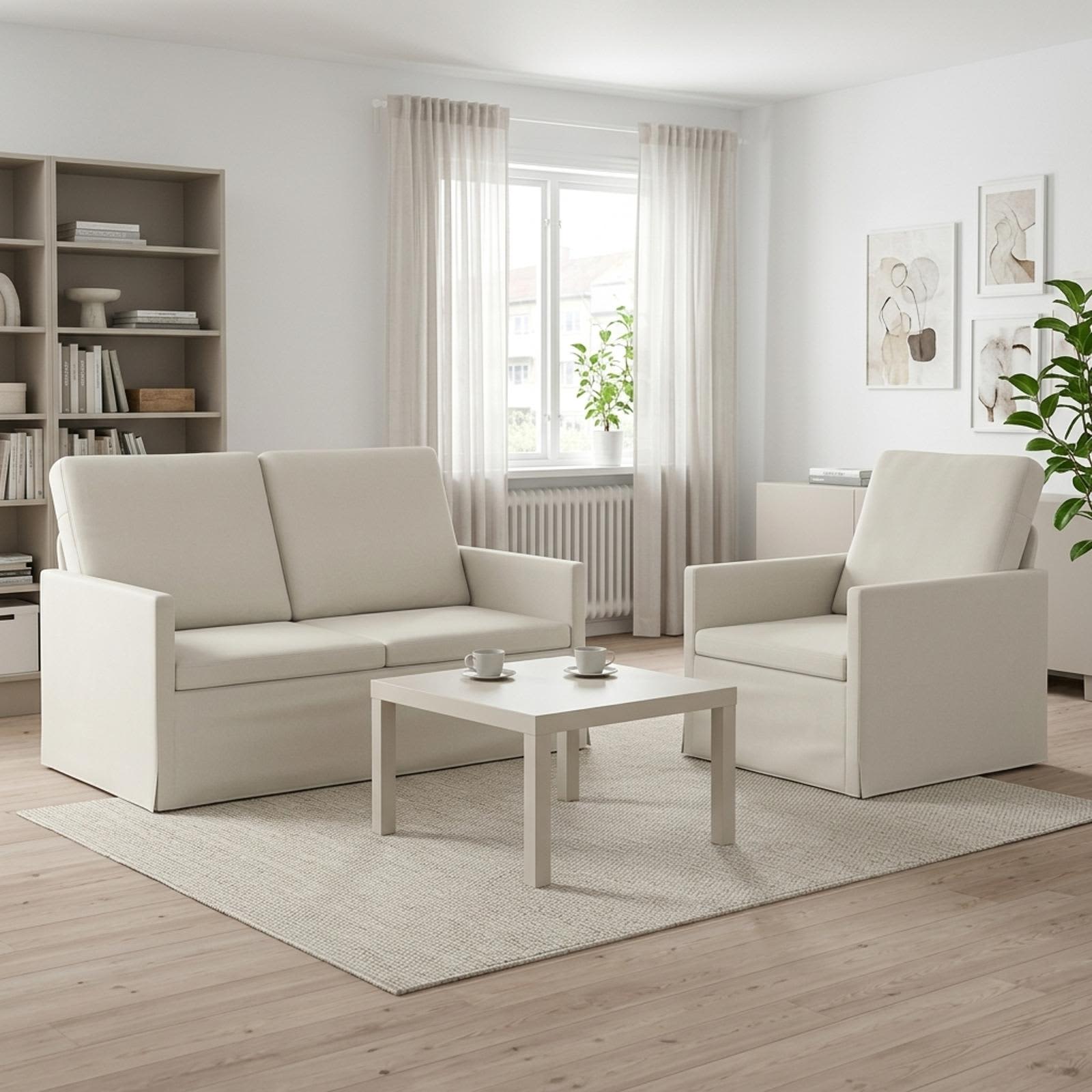 3433198_1.jpg vidaXL Sada pohoviek 2 pcs Krémová Zamat – Obrázok 1