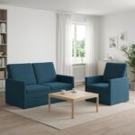 vidaXL Sada pohoviek 2 pcs Modrá Zamat