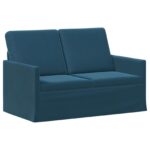 vidaXL Sada pohoviek 2 pcs Modrá Zamat – Obrázok 4
