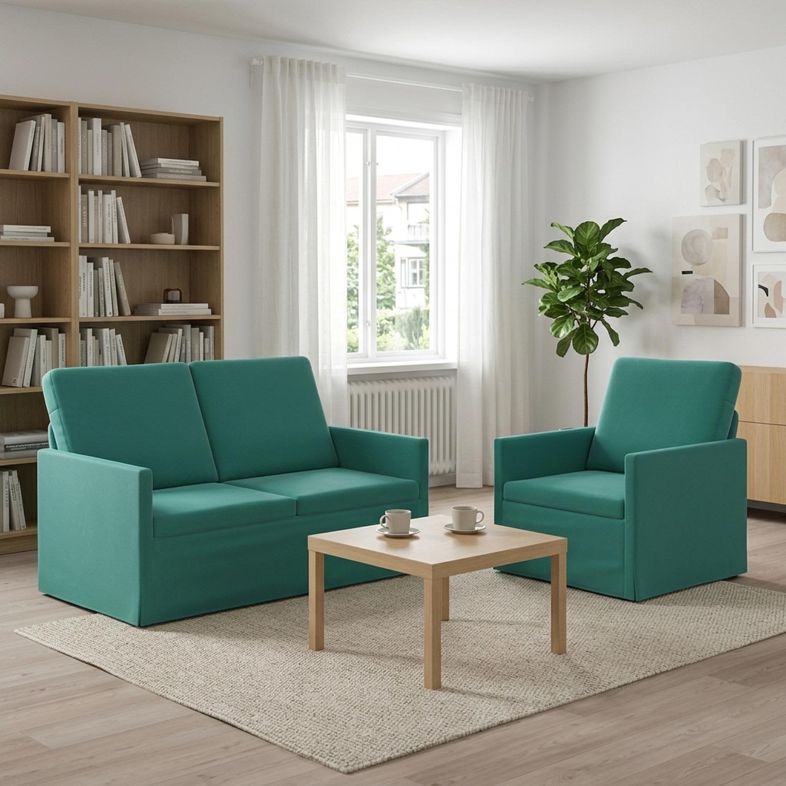3433200_1.jpg vidaXL Sada pohoviek 2 pcs Tyrkysová Zamat – Obrázok 1