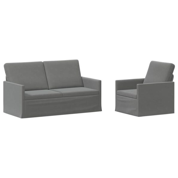 vidaXL Sada pohoviek 2 pcs Tmavosivá Zamat – Obrázok 2