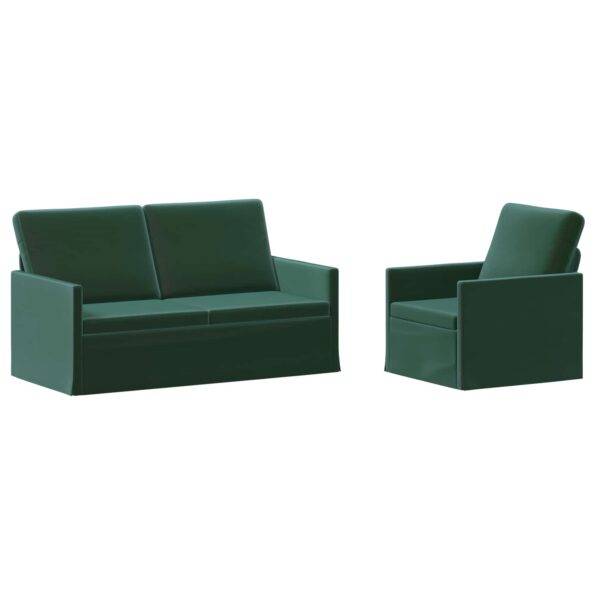 vidaXL Sada pohoviek 2 pcs Tmavozelená Zamat – Obrázok 2