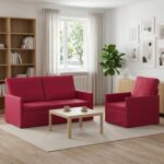 vidaXL Sada pohoviek 2 pcs Víno červené Zamat