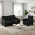 vidaXL Sada pohoviek 2 pcs Čierna Zamat