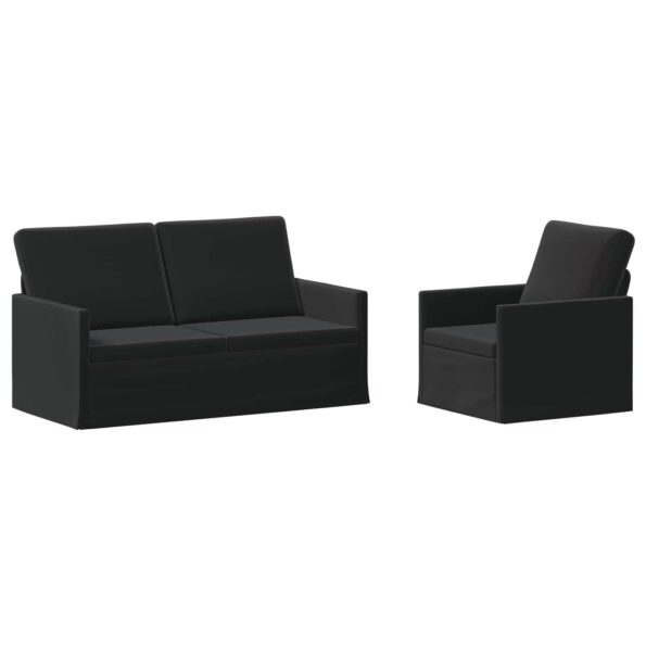 vidaXL Sada pohoviek 2 pcs Čierna Zamat – Obrázok 2