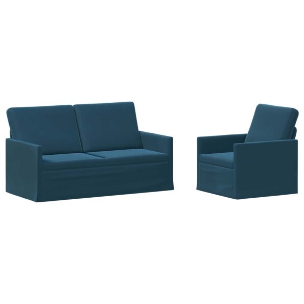 vidaXL Sada pohoviek 2 pcs Modrá Zamat – Obrázok 2