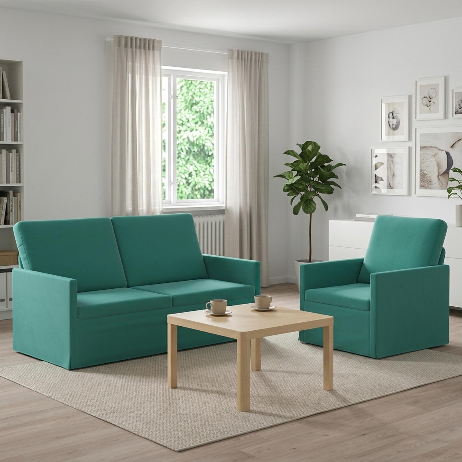 3433213_1.jpg vidaXL Sada pohoviek 2 pcs Tyrkysová Zamat – Obrázok 1