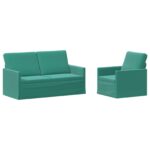 vidaXL Sada pohoviek 2 pcs Tyrkysová Zamat – Obrázok 2