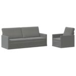 vidaXL Sada pohoviek 2 pcs Tmavosivá Zamat – Obrázok 2
