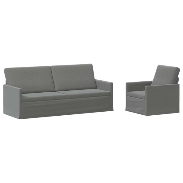 vidaXL Sada pohoviek 2 pcs Tmavosivá Zamat – Obrázok 2
