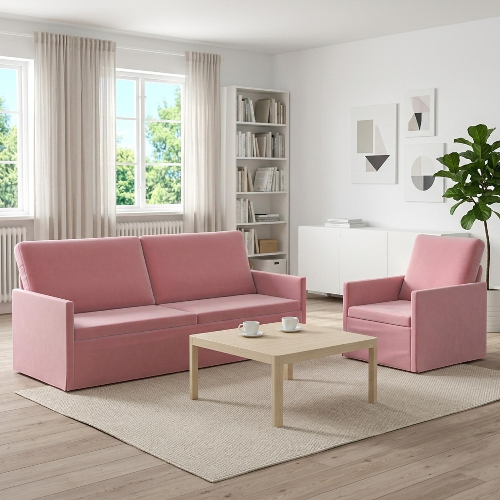 3433220_1.jpg vidaXL Sada pohoviek 2 pcs Ružová Zamat – Obrázok 1