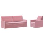 vidaXL Sada pohoviek 2 pcs Ružová Zamat – Obrázok 2