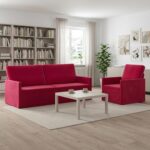 vidaXL Sada pohoviek 2 pcs Víno červené Zamat