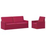 vidaXL Sada pohoviek 2 pcs Víno červené Zamat – Obrázok 2
