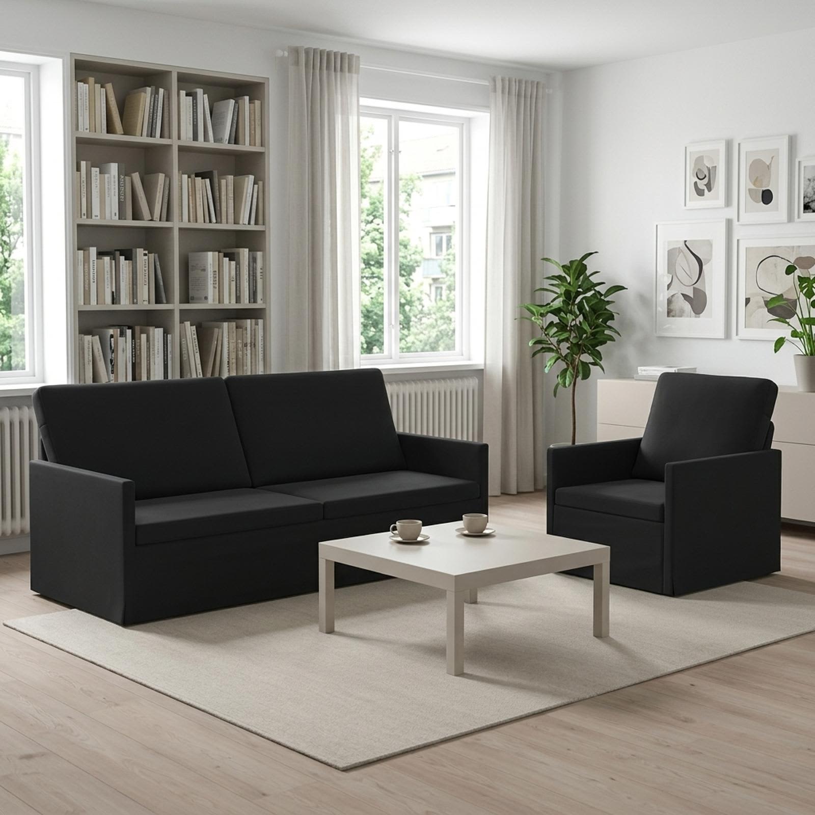 3433222_1.jpg vidaXL Sada pohoviek 2 pcs Čierna Zamat – Obrázok 1
