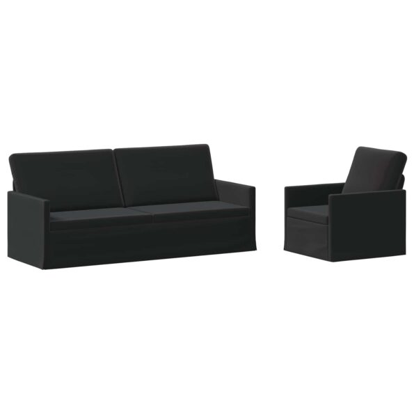vidaXL Sada pohoviek 2 pcs Čierna Zamat – Obrázok 2