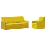 vidaXL Sada pohoviek 2 pcs Žltá Zamat – Obrázok 2