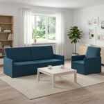 vidaXL Sada pohoviek 2 pcs Modrá Zamat