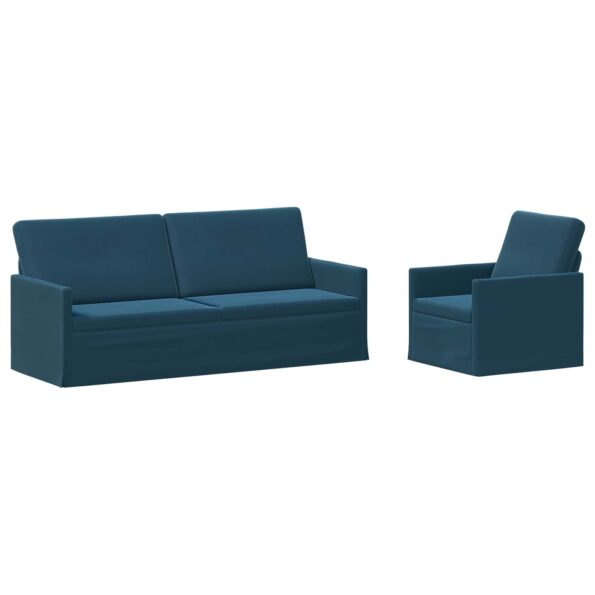 vidaXL Sada pohoviek 2 pcs Modrá Zamat – Obrázok 2
