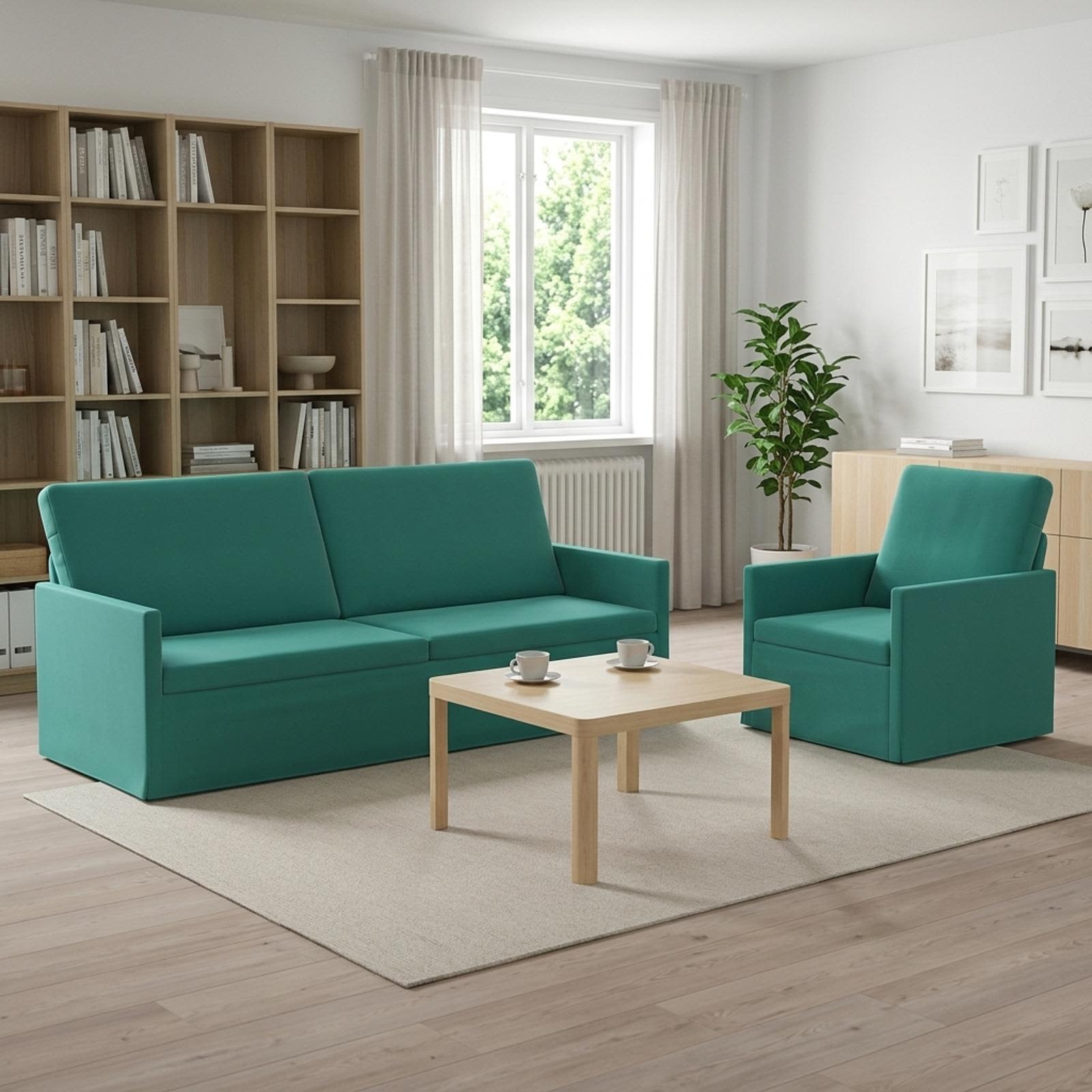 3433226_1.jpg vidaXL Sada pohoviek 2 pcs Tyrkysová Zamat – Obrázok 1