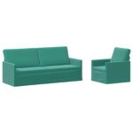 vidaXL Sada pohoviek 2 pcs Tyrkysová Zamat – Obrázok 2