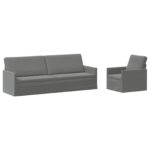 vidaXL Sada pohoviek 2 pcs Tmavosivá Zamat – Obrázok 2