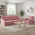 vidaXL Sada pohoviek 2 pcs Ružová Zamat