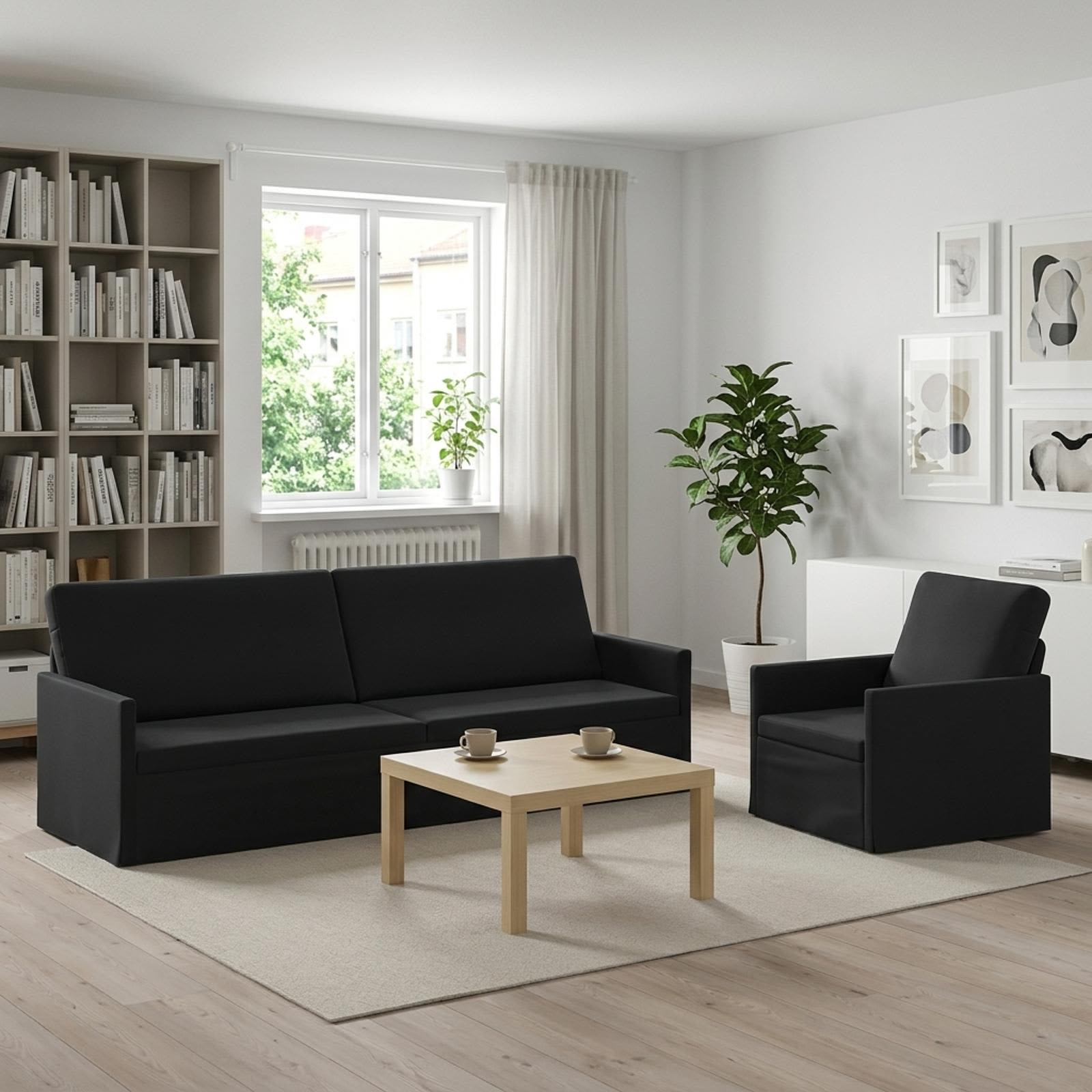3433235_1.jpg vidaXL Sada pohoviek 2 pcs Čierna Zamat – Obrázok 1