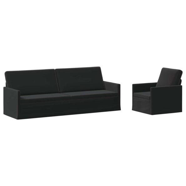 vidaXL Sada pohoviek 2 pcs Čierna Zamat – Obrázok 2