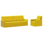 vidaXL Sada pohoviek 2 pcs Žltá Zamat – Obrázok 2