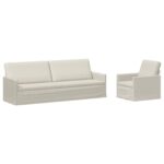 vidaXL Sada pohoviek 2 pcs Krémová Zamat – Obrázok 2