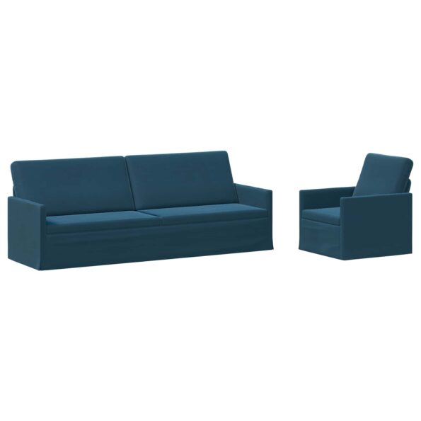 vidaXL Sada pohoviek 2 pcs Modrá Zamat – Obrázok 2