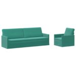 vidaXL Sada pohoviek 2 pcs Tyrkysová Zamat – Obrázok 2