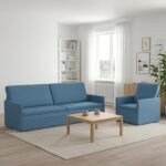 vidaXL Sada pohoviek 2 pcs Modrá Kordúrová tkanina