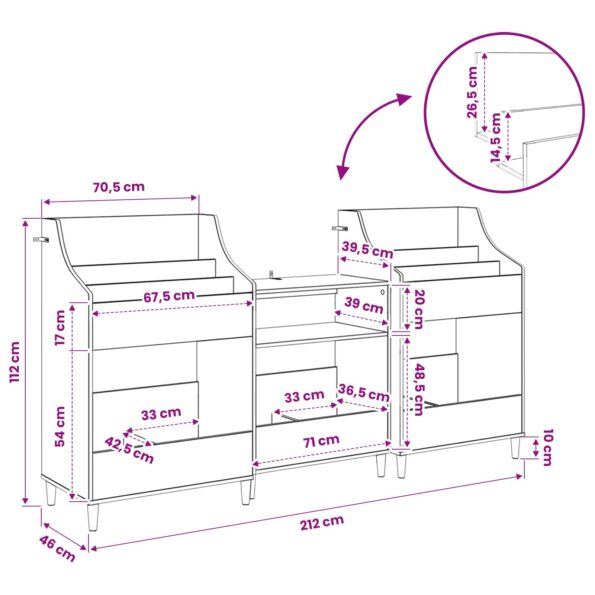 vidaXL Sada políc na médiá 3 ks Sivý Sonoma 212 x 46 x 112 cm – Obrázok 11