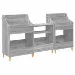 vidaXL Sada políc na médiá 3 ks Sivý Sonoma 212 x 46 x 112 cm – Obrázok 2